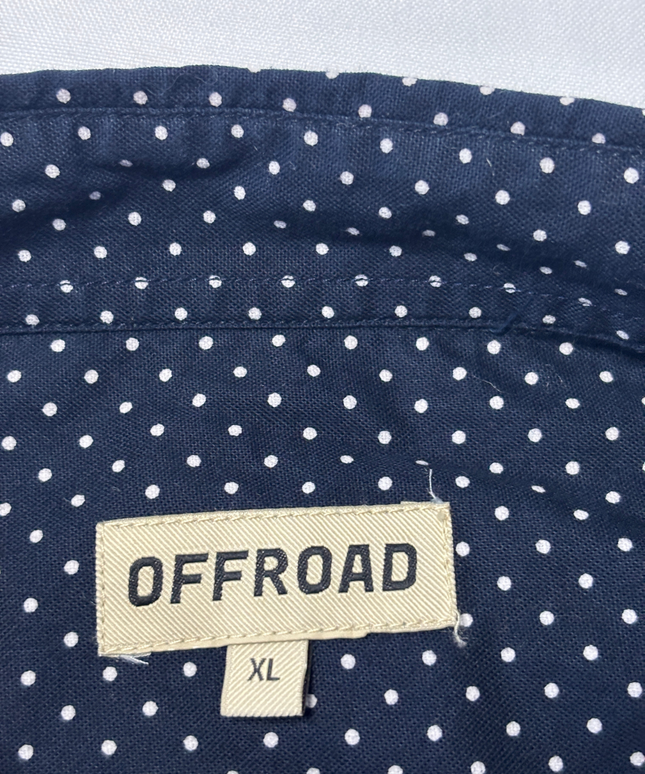 OFFROAD Navy Blue Polka Dot Long Sleeve Button-Down Shirt