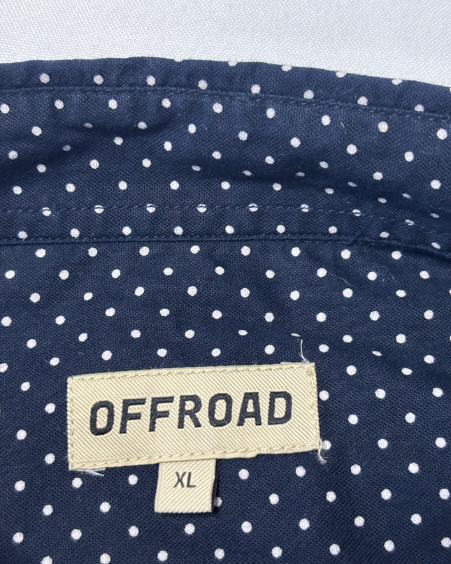 OFFROAD Navy Blue Polka Dot Long Sleeve Button-Down Shirt