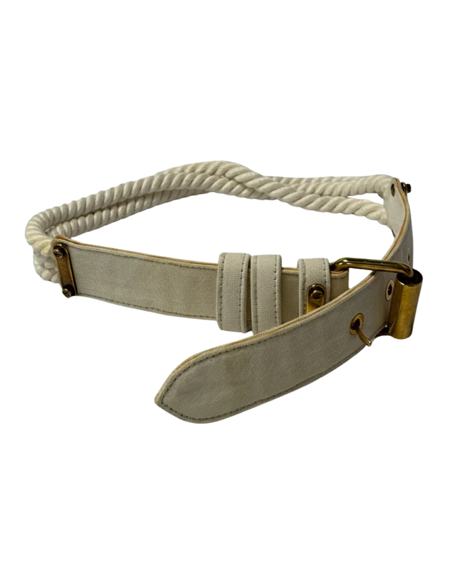 Nautical Off White Rope and Canvas Belt
