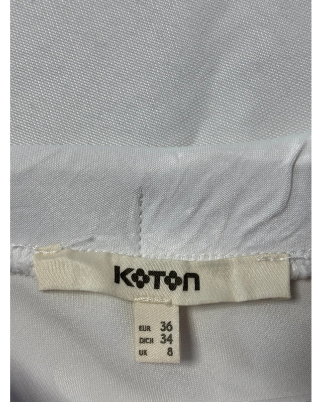 Koton White Satin-Finish Viscose Midi Skirt