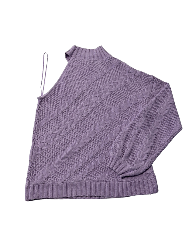 INC International Concepts Purple One Shoulder Cable Knit Mock Neck Sweater