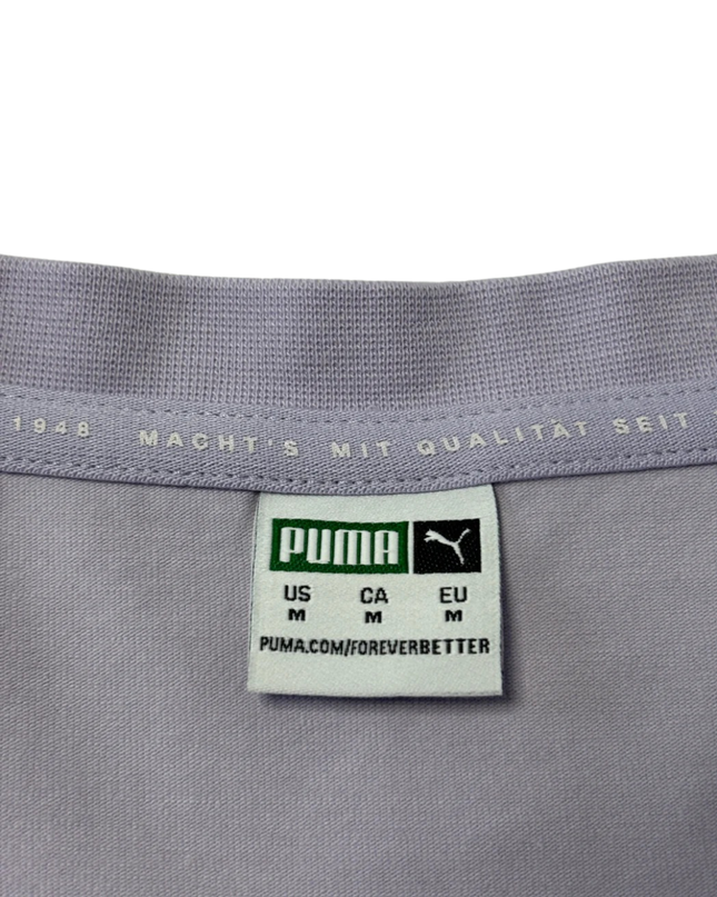 Puma Purple V-Neck Branded Sleeve Sport T-Shirt