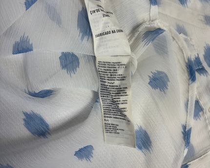 Hollister White/Blue Abstract Print Button-Down Blouse