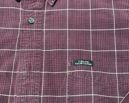 Chaps Ralph Lauren Burgundy Grid Check Cotton Button-Down Shirt