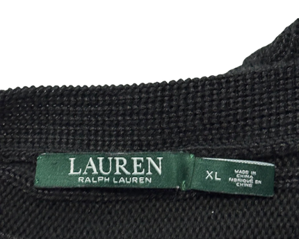 Lauren Ralph Lauren Black Cable Knit Cap Sleeve Sweater