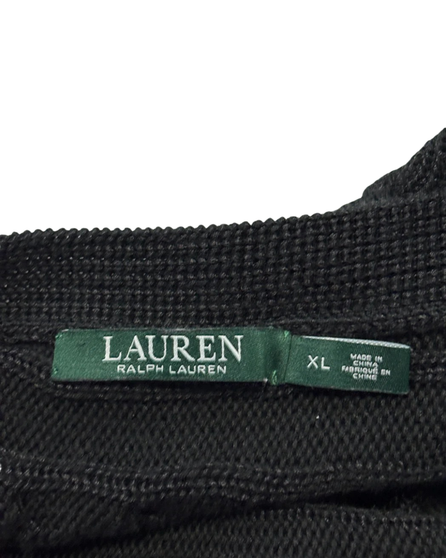 Lauren Ralph Lauren Black Cable Knit Cap Sleeve Sweater