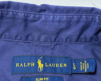 Ralph Lauren Blue Slim Fit Feather Weight Twill Short Sleeve Shirt