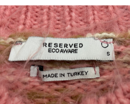 Reserved Pink Patterned Eco Aware Chunky Knit Sweater