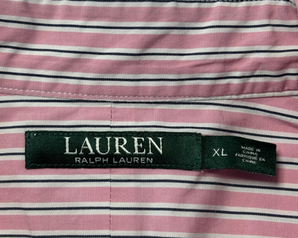 Lauren Ralph Lauren Pink Striped Long Sleeve Button Down Shirt