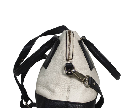 Kate Spade White/Black Pebbled Leather Satchel Bag