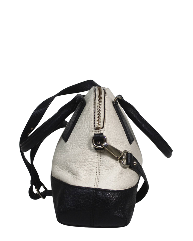 Kate Spade White/Black Pebbled Leather Satchel Bag