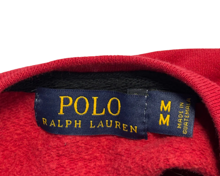 Reworked Polo Ralph Lauren Red Polo Bear Colorblock Sweatshirt