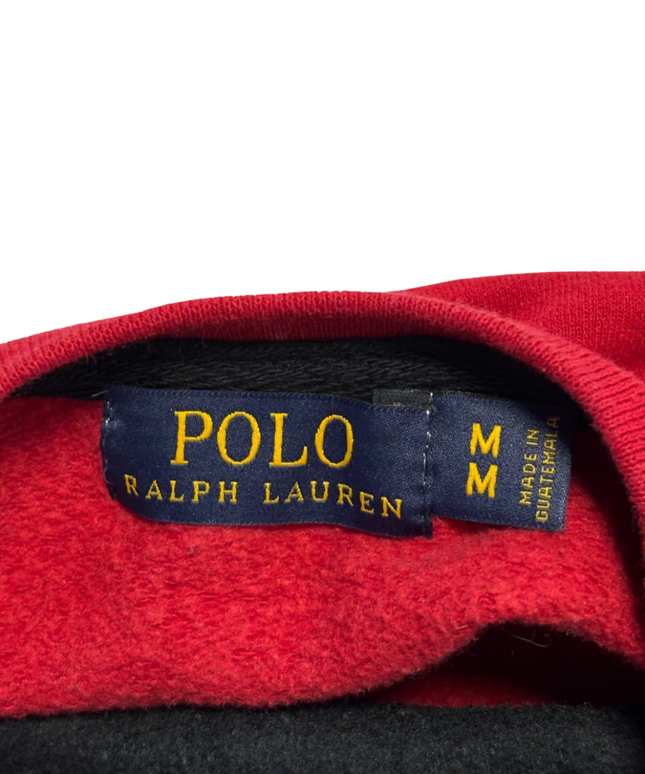 Reworked Polo Ralph Lauren Red Polo Bear Colorblock Sweatshirt