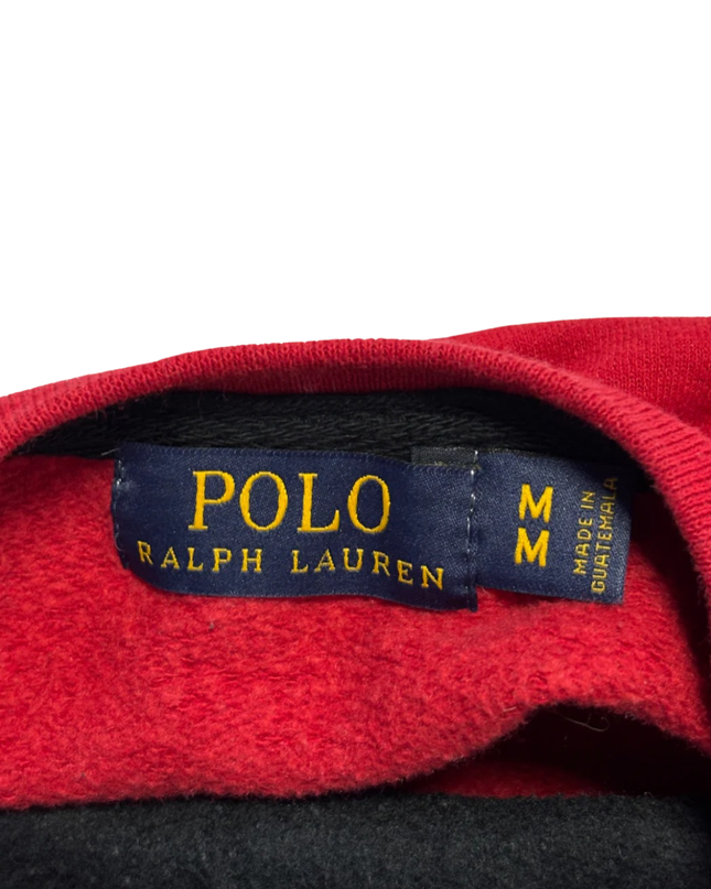 Reworked Polo Ralph Lauren Red Polo Bear Colorblock Sweatshirt