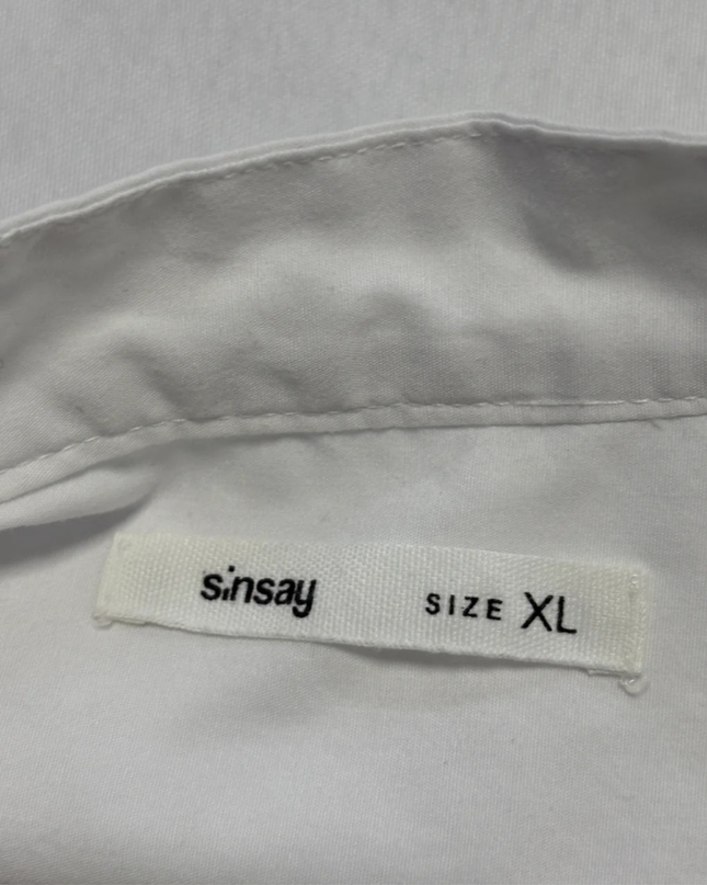 Sinsay White Long Sleeve Pussybow Neck Tie Blouse