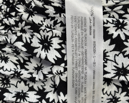 Bershka Black and White Floral Ruched Midi Skirt