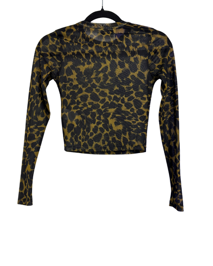 FIRST MSÉ Leopard Print Long Sleeve Mesh Crop Top