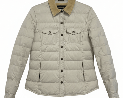 Massimo Dutti Beige Quilted Corduroy Collar Shirt Jacket
