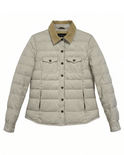 Massimo Dutti Beige Quilted Corduroy Collar Shirt Jacket