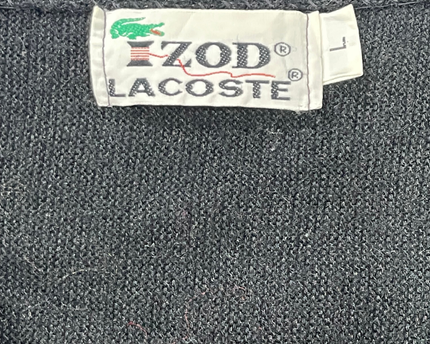 Vintage Izod Lacoste Black Knit V-Neck Cardigan Sweater