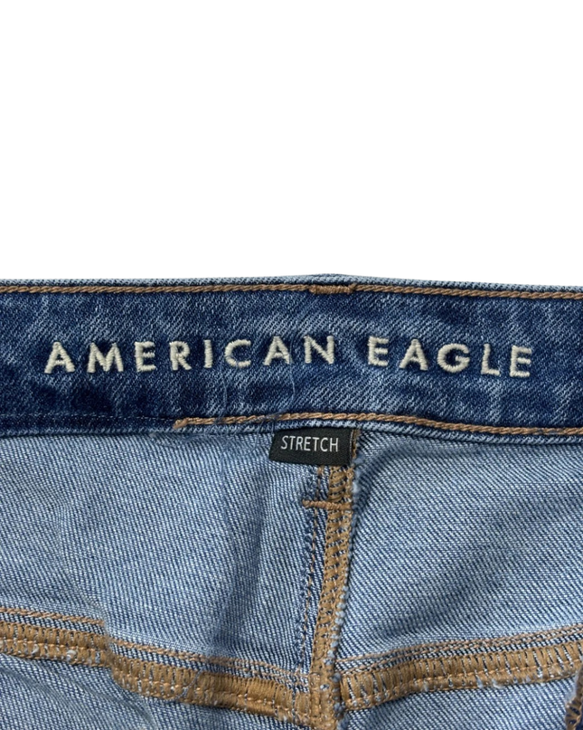American Eagle Blue Plaid Relaxed Stretch Jeans