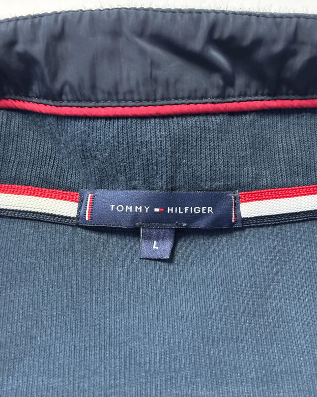 Tommy Hilfiger Navy Blue Full-Zip Ribbed Cotton Jacket