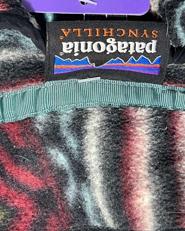 Patagonia Burgundy Geometric Pattern Synchilla Snap-T Fleece Pullover