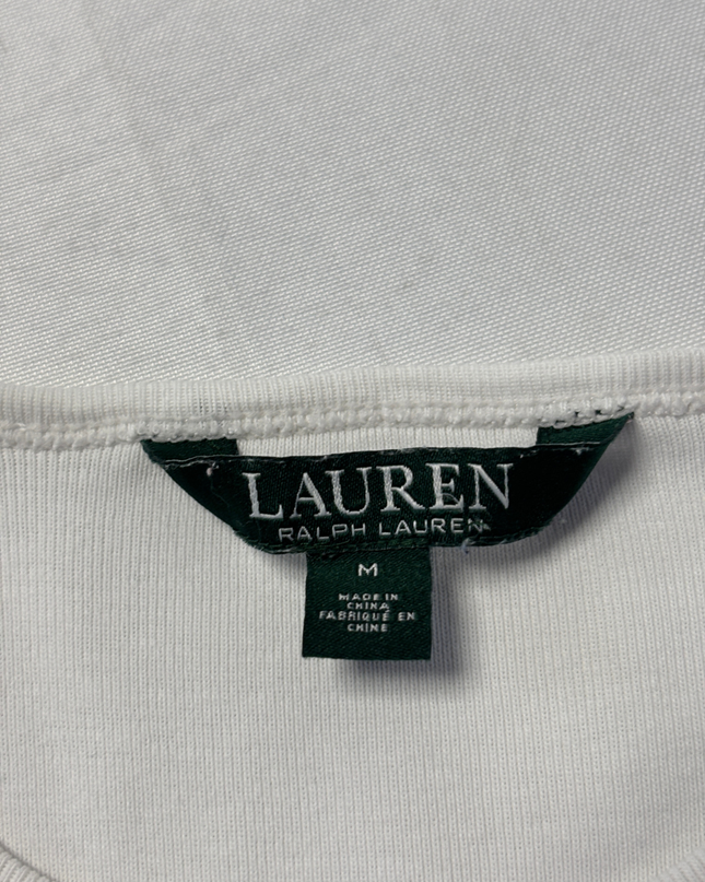 Ralph Lauren White Ribbed Crew Neck T-Shirt