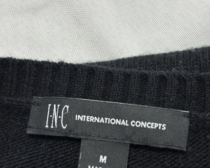 INC International Concepts Black Mesh Sleeve Sweater