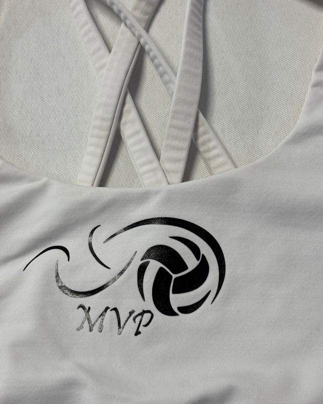 Lululemon White Strappy Back Volleyball Sports Bra