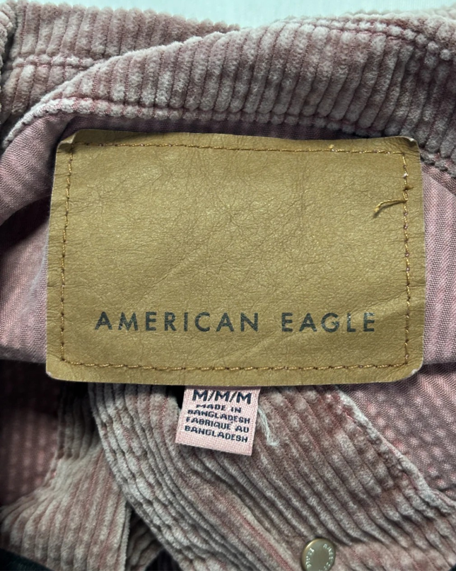 American Eagle Mauve Corduroy Cropped Trucker Jacket