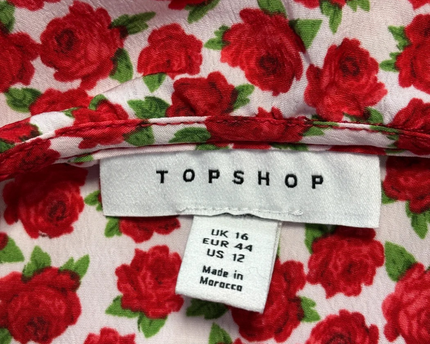 Topshop Red Floral Ruffle Mini Dress with Tie Front