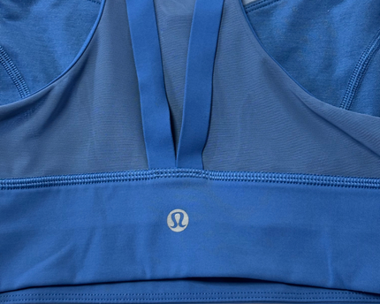 Lululemon Blue Mesh-Panel High-Neck Sports Bra