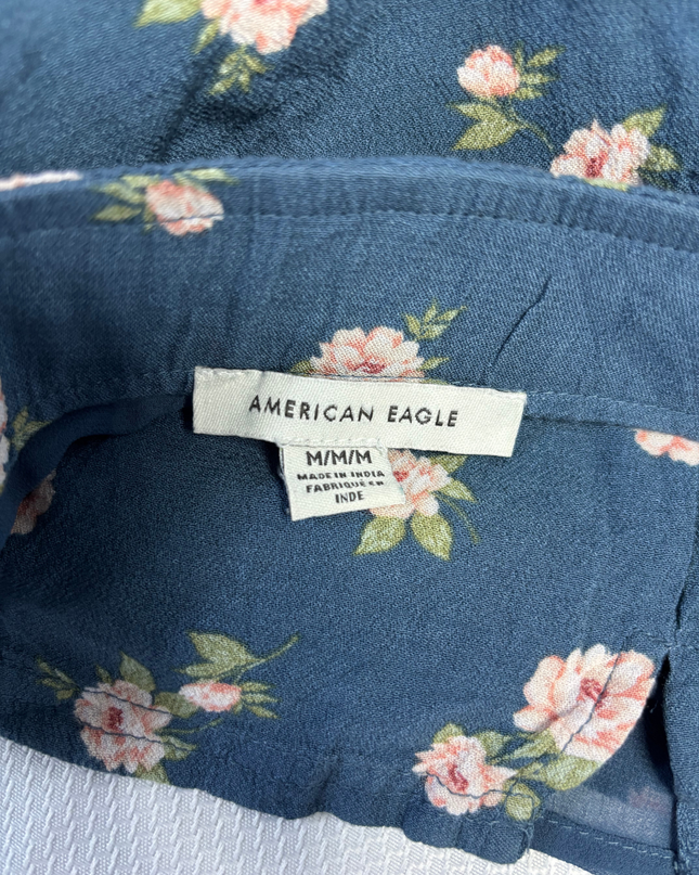 American Eagle Blue Floral Print Viscose Mini Skirt