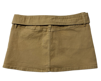Bershka Tan Low-Waist Belted Mini Skirt