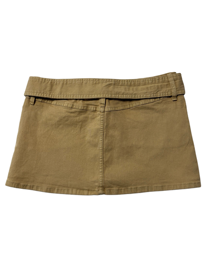 Bershka Tan Low-Waist Belted Mini Skirt