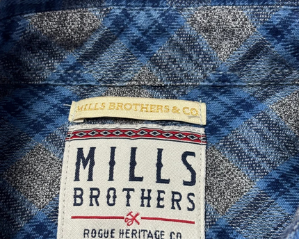 Mills Brothers Blue Checkered Western Flannel Shirt