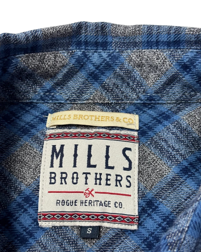 Mills Brothers Blue Checkered Western Flannel Shirt