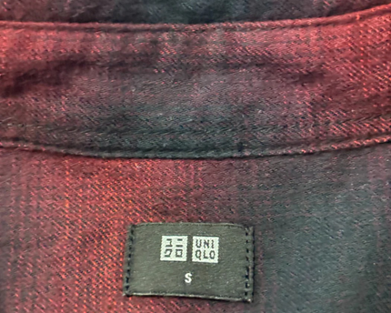 Uniqlo Red & Black Plaid Flannel Button Down Shirt