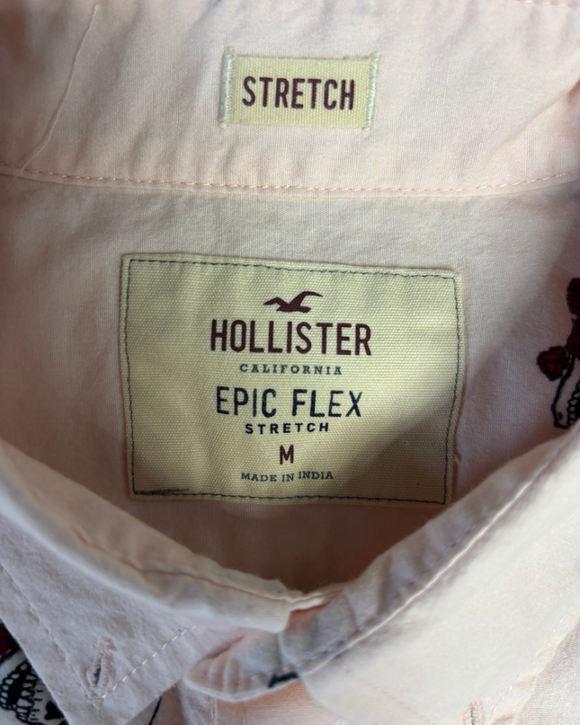 Hollister Pink Skull & Roses Graphic Short Sleeve Shirt