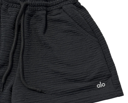 Alo Yoga Black Textured Drawstring Active Shorts