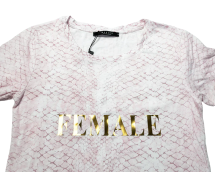 Mohito Pink Snake Print "FEMALE" Graphic Tee W/Tags