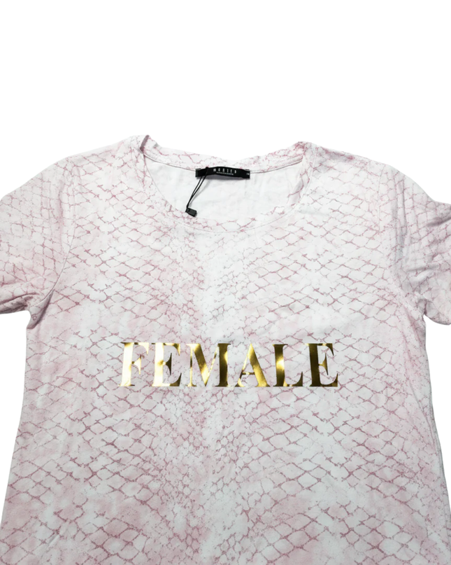 Mohito Pink Snake Print "FEMALE" Graphic Tee W/Tags