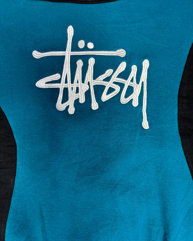 Stussy Black/Teal Paneled Logo Sweatshirt