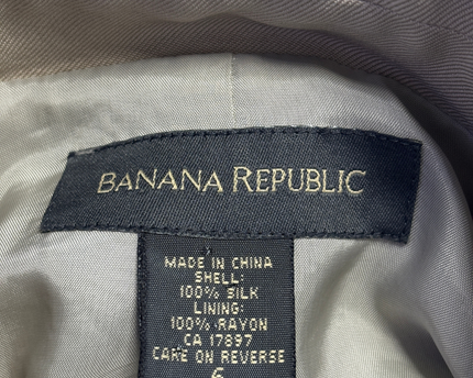 Banana Republic Beige 100% Silk Zip-Front Jacket