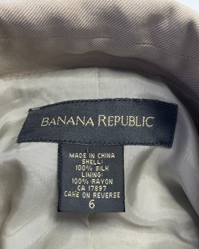 Banana Republic Beige 100% Silk Zip-Front Jacket