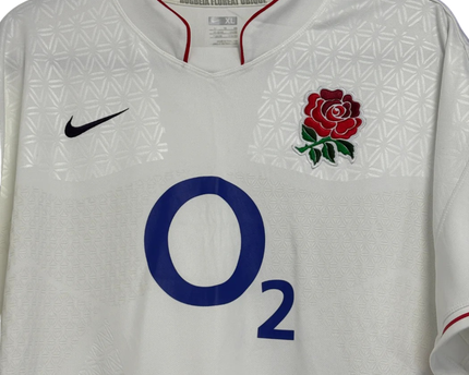 Nike White England Rugby O2 Sponsor Jersey XL