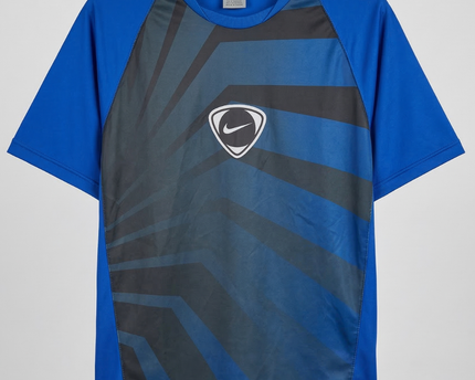 Nike Blue Geometric Print Dri-Fit Sports T-Shirt