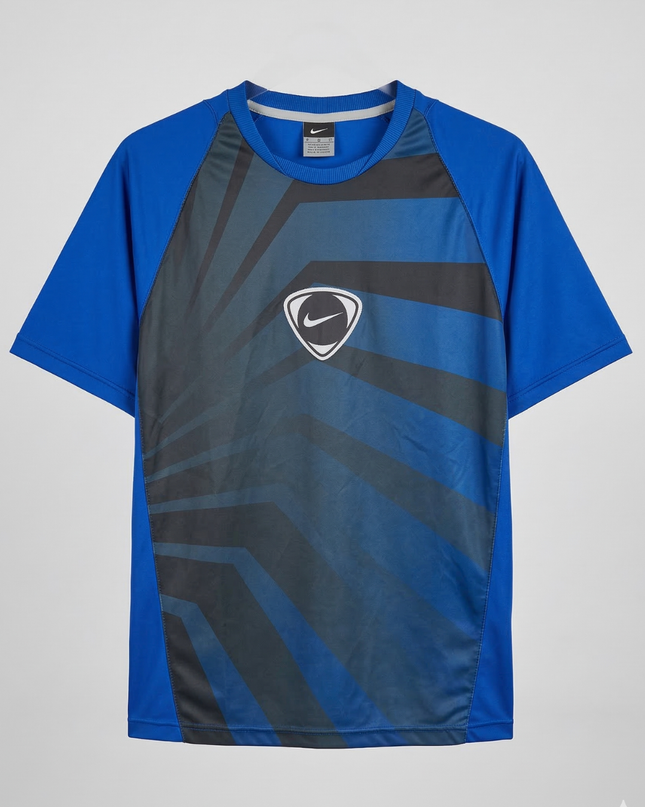 Nike Blue Geometric Print Dri-Fit Sports T-Shirt