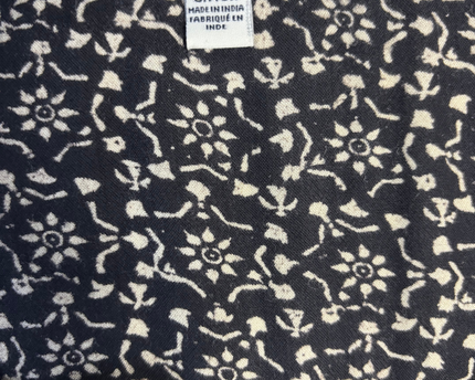 American Eagle Outfitters Black/Cream Patterned Boho Tassel Mini Dress